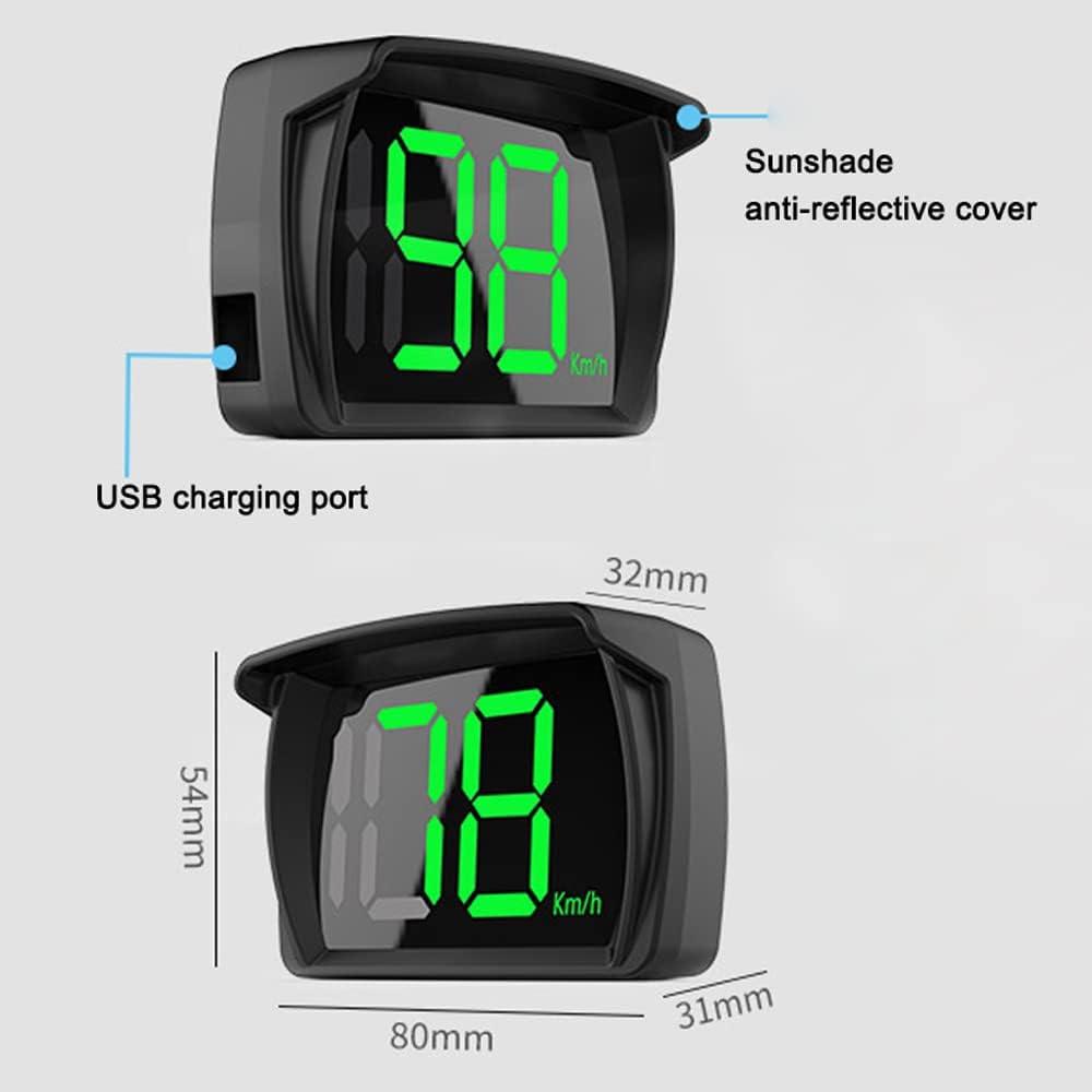 Shkalacar Car HUD Headup Display KM/H MPH GPS Digital Speedometer with LED Large Font Display for Car Truck SUV Motorcycle