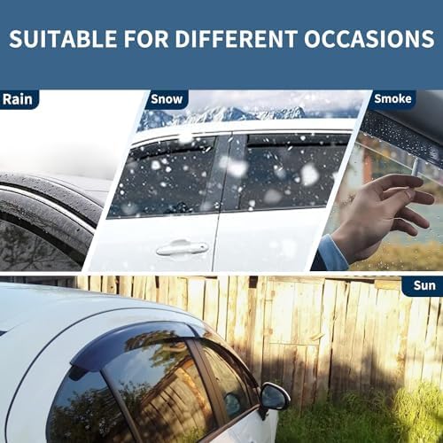 Window Visors Rain Guards Shield Fit for 2004 2005 2006 2007 2008 F150 SuperCrew, Outside Mount Vent Visors Shades, Smoke Tinted Side Window Wind Deflectors Fit for 2006-2008 Lincoln Mark LT