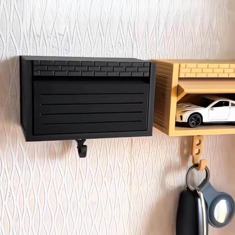 Wall-Mounted Car Display Key Holder, Decorative Garage Model Design, Multiple Colors(No Car) (Brick-Red(No Car))