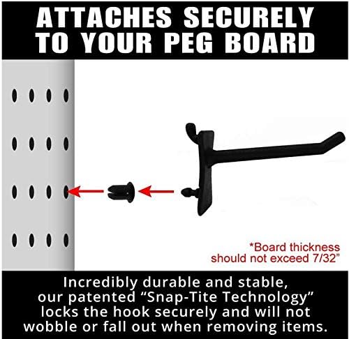 PegPro® J & 2" Hooks Kit for Standard “Wood Fiber” pegboard – Durable Plastic Pegboard Hooks - for Garage, Kitchen, Craft Room, and More (J & 2" Hook - 50 Pack, Black)