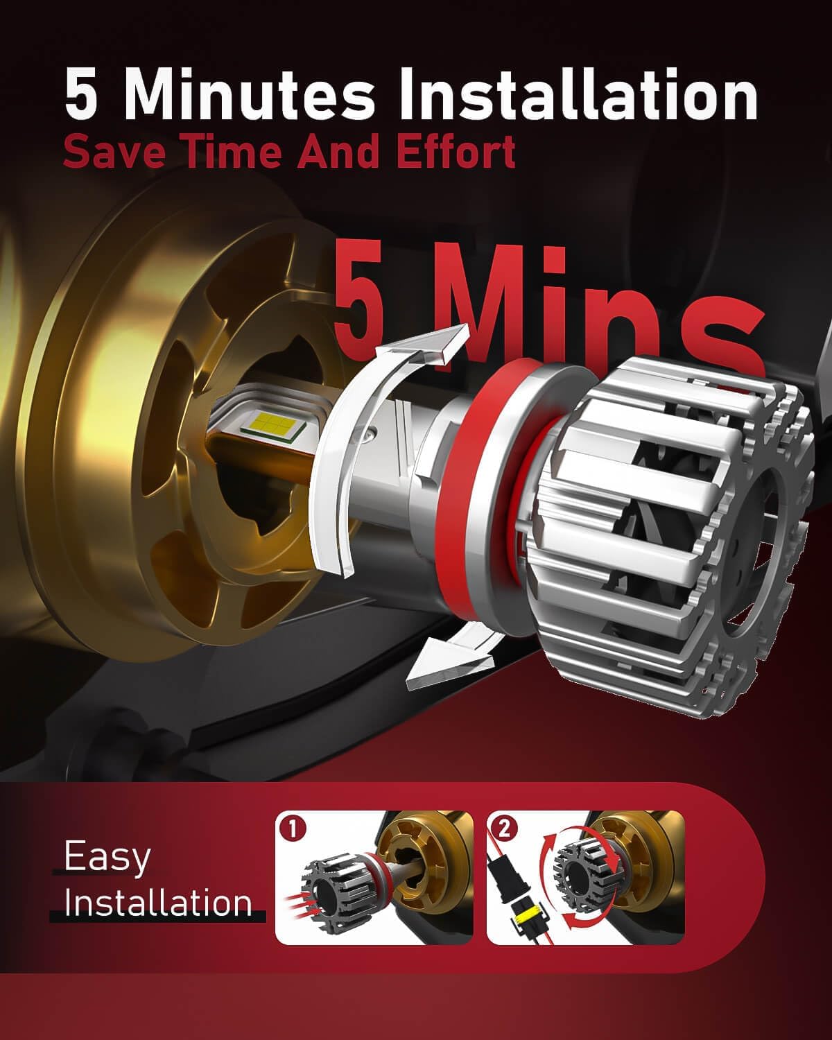 LUXSTER HolyKnight H7 30000lm 55W LED Light Bulbs, Foglight Bulbs, Super Bright, 6000K Cool White, Pack of 2