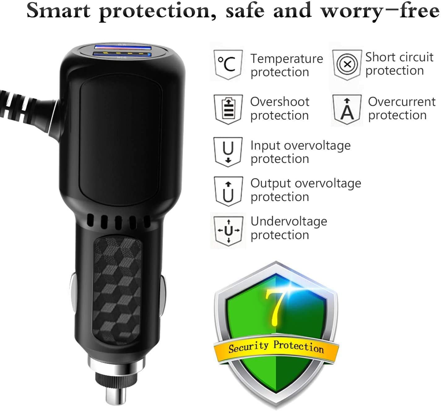 Radar Detector Power Cord,for Uniden Escort Valentine Beltronics Passport Cobr Whistler etc Radar Detector,Dual USB QC3.0 Quick Charger(6.5FT)