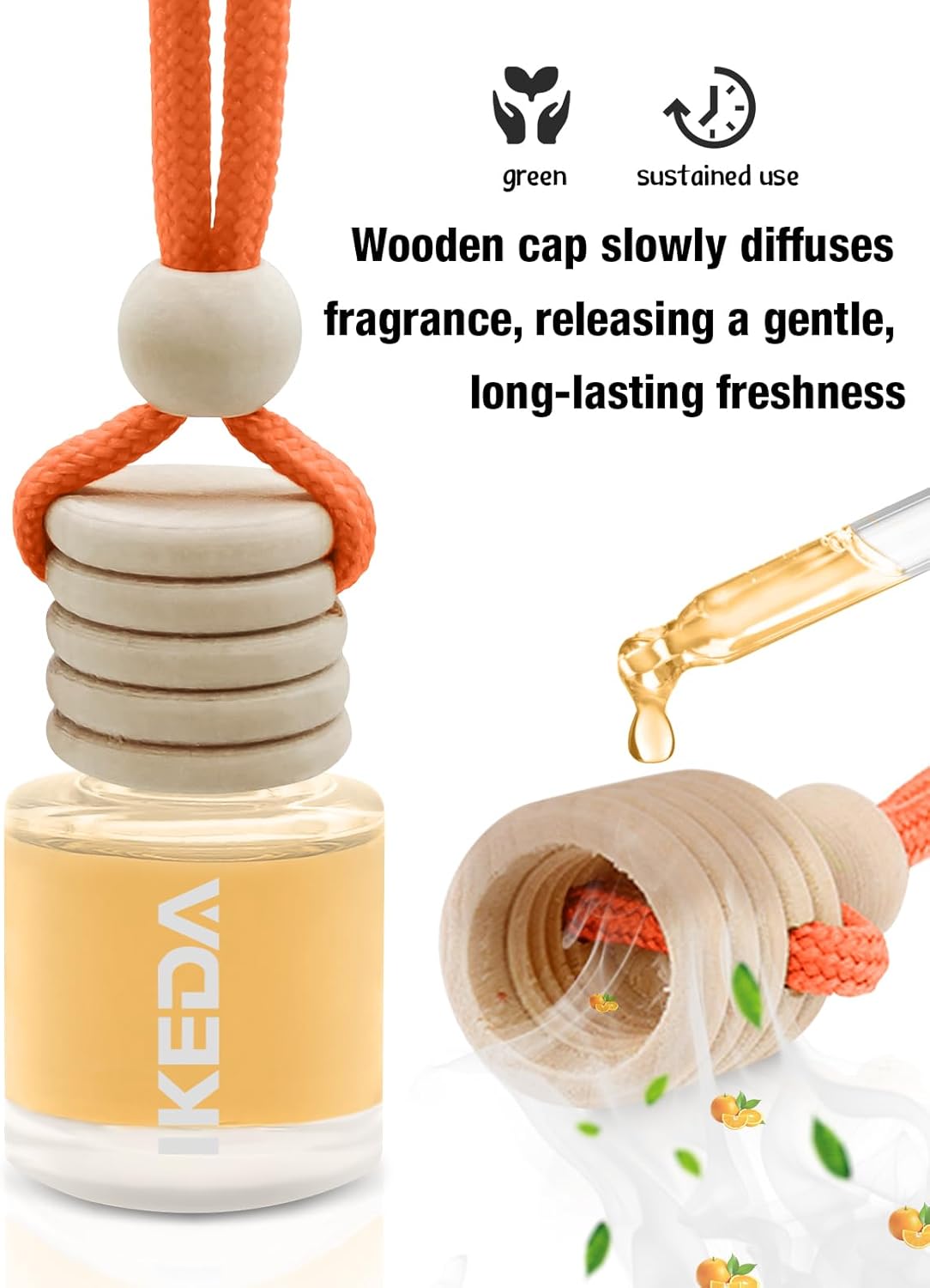 IKEDA Car Air Freshener, Car Fresheners for Men & Women, 45+Day Long Lasting Fragrance Hanging Air Fresheners Scents, with Clip, Perfect for Auto and Home,10ml, Citrus