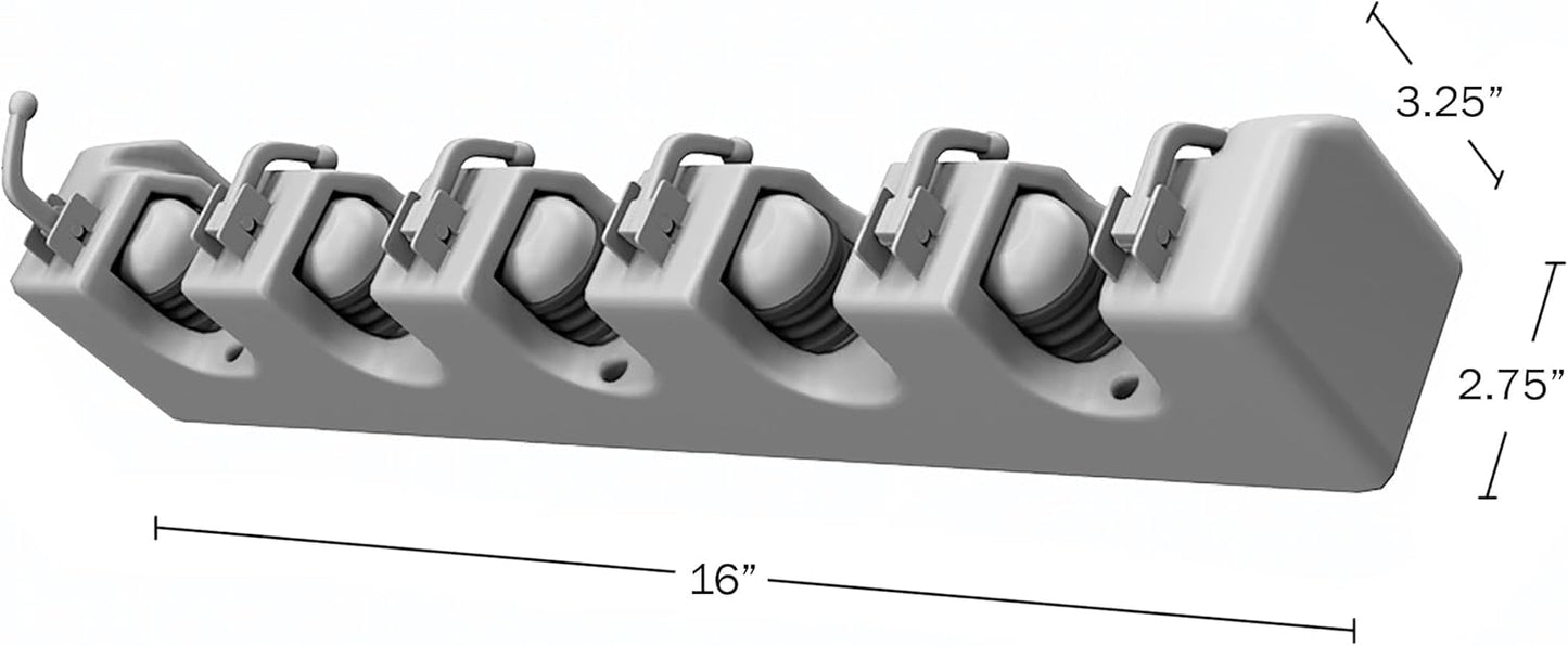 Stalwart Garden Tool Organizer Wall Mount Broom and Mop Holder, 5 Adjustable Slots and 6 Hooks Utility Rack for Garage or Home Organization, 2-Pack