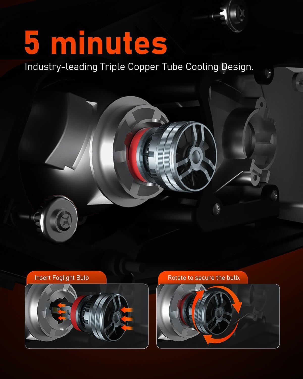 LUXSTER | Punisher H4 9003 LED Bulbs, 40000LM Ultra Bright, Triple Copper Pipes Cooling Tech(Unique), Plug-N-Play Installation, 6000K Pure White Foglight, IP68 Waterproof, Pack of 2