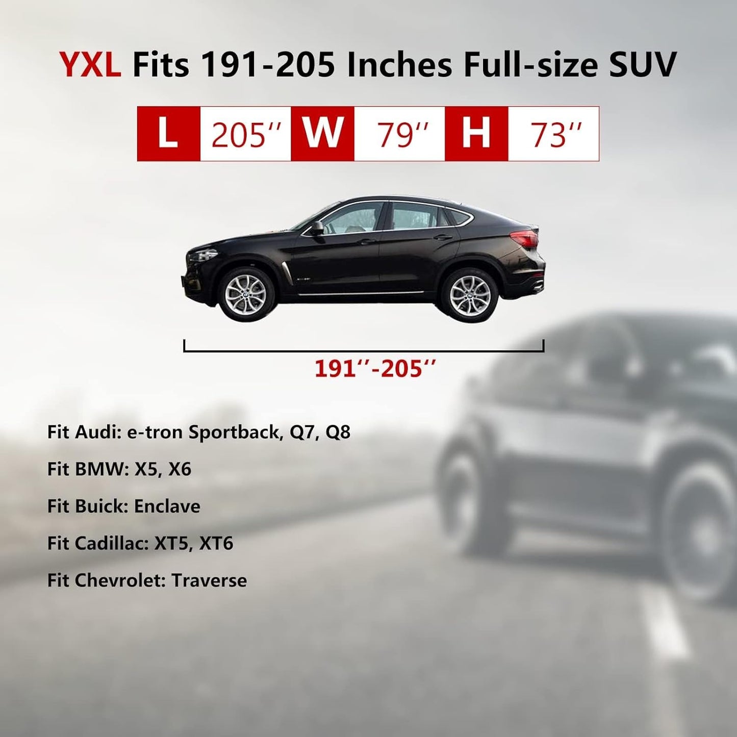 Tecoom SUV Car Cover Waterproof All Weather, Hail Protector for Automobiles w/Zipper Door, Cotton Backing UV Protection Car Covers Outdoor Indoor, Snowproof Universal Car Tarp Fit for 191"-205" SUV