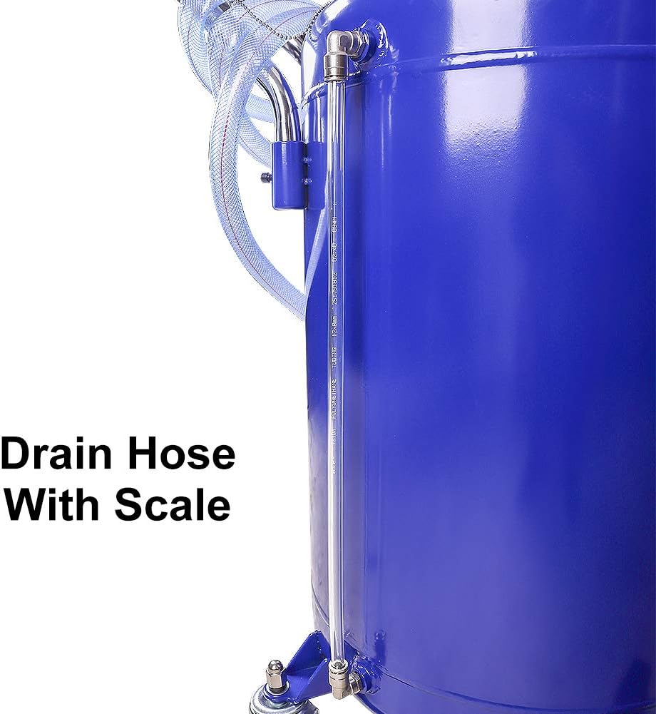redsun 30 Gallon Waste Oil Drain Tank, Air Operated Oil Drain Container for Quick Fluid Change, Adjustable Funnel Height (53"-80") with Wheels – for Waste Oil Removal in Auto Shops, Garages