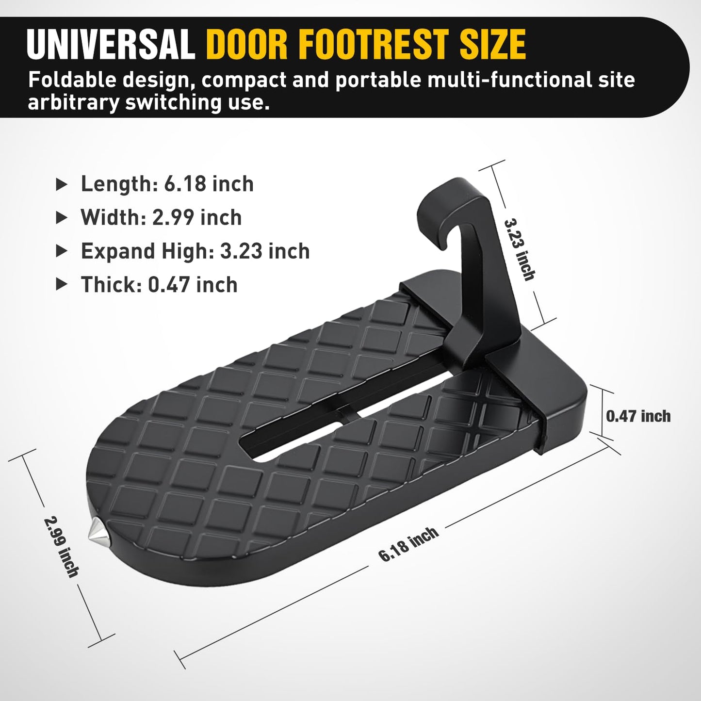 Nilight Car Door Step for Roof Access Universal Car Step Hook for Roof SUV Trucks Folding Aluminum Alloy Vehicle Door Latch Step Pedal with Glass Breaker Safety Hammer, Max Load 400lbs, 2 Pack Black