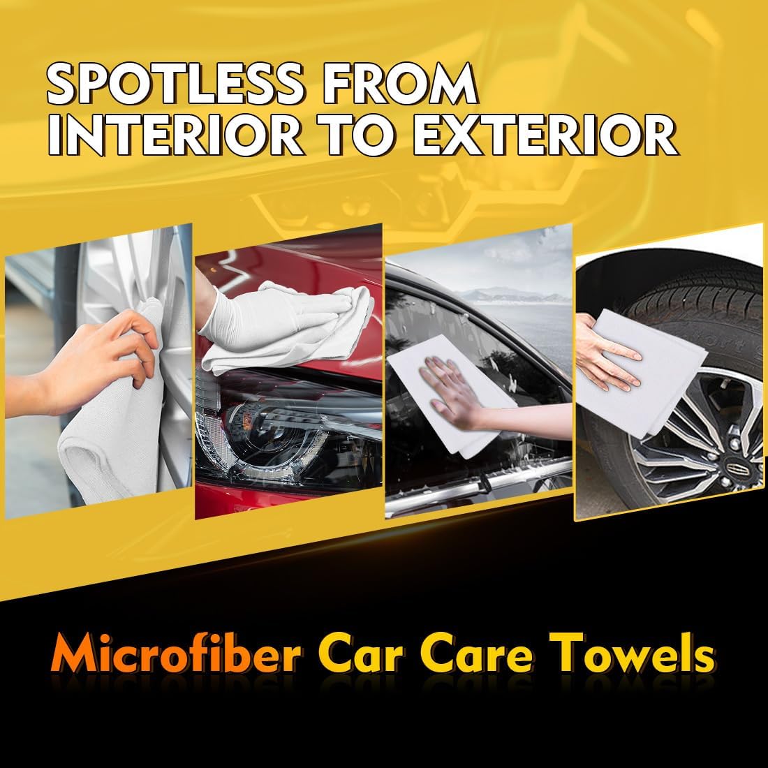 HOMEXCEL White Shop Towels 100 Pack, Reusable Microfiber Towels for Cars, Bulk Multipurpose Microfiber Cleaning Cloths, Lint Free Cleaning Rags for Car, House and Kitchen, 11.5 x 11.5 inch