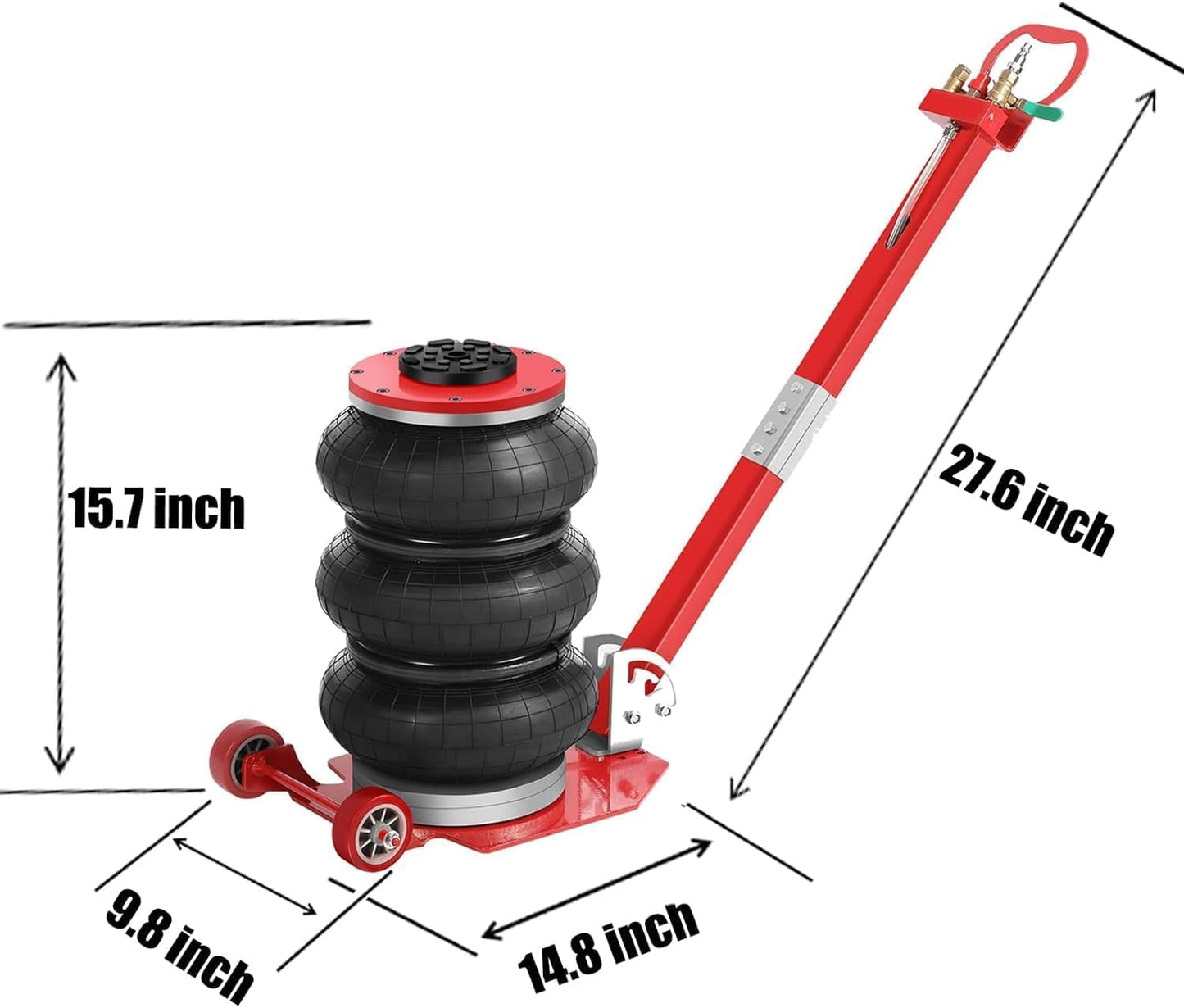 Air Jack,Heavy Duty 3 Ton/6600 lbs Air Bag Jack-3-Ply Pneumatic Lift up to 17.7 inch/450 mm for Cars/SUVs,Pneumatic Jack with Adjustable Long Handles