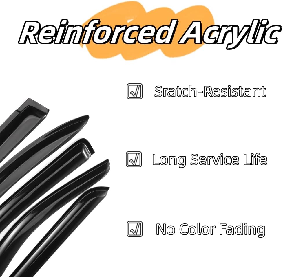 94319 Sunproof Waterproof Side Window Wind Deflector Window Visor fit for 2005-2009 Chevrolet Equinox/Pontiac Torrent, 4pcs Protective Replacements Rain Guards Set