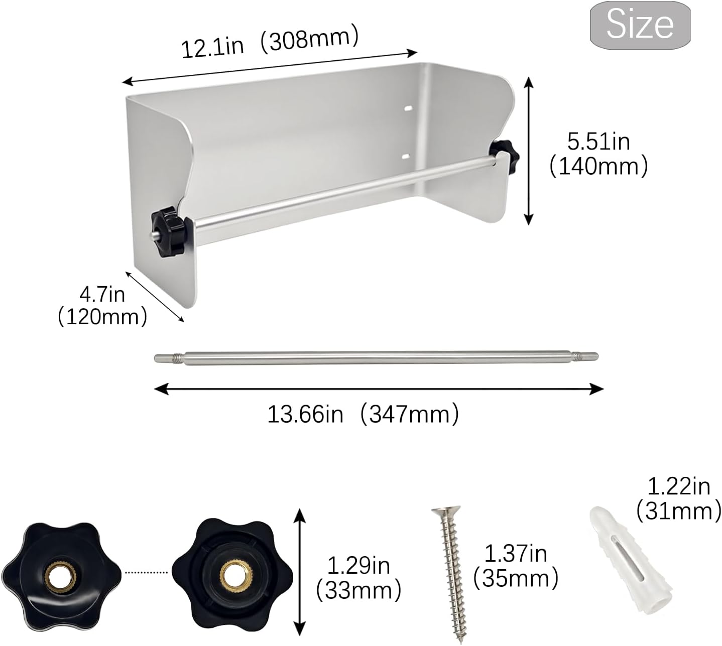 G-Sunny Garage Paper Towel Holder,Aluminum Wall-Mount Paper Towel Holder for Enclosed Trailer,Shop,Garage,Storage,5th Wheel,RV (Silver)