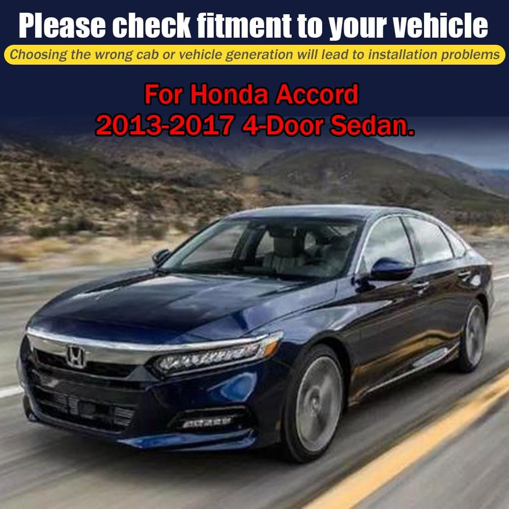 Rain Guards for Honda Accord 2013-2017 4-Door Sedan, Black Modern Outside Mount Tape-on Side Window Deflectors for Cars, 4 pcs