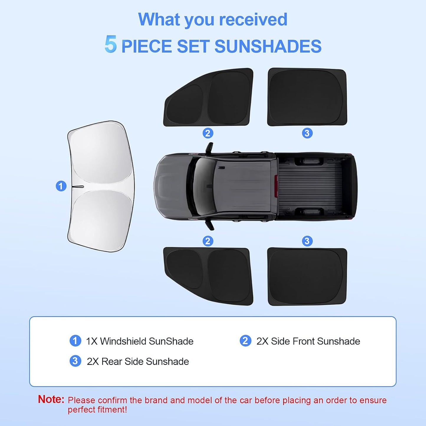 5pcs Car Window Shades for Chevrolet Silverado 2500 4WD LTZ 2020-2025 Accessories,Windshield Side Rear Full Sunshade,Sun Visor UV Blocking, Privacy Protection and Blackout for Camping Outdoor