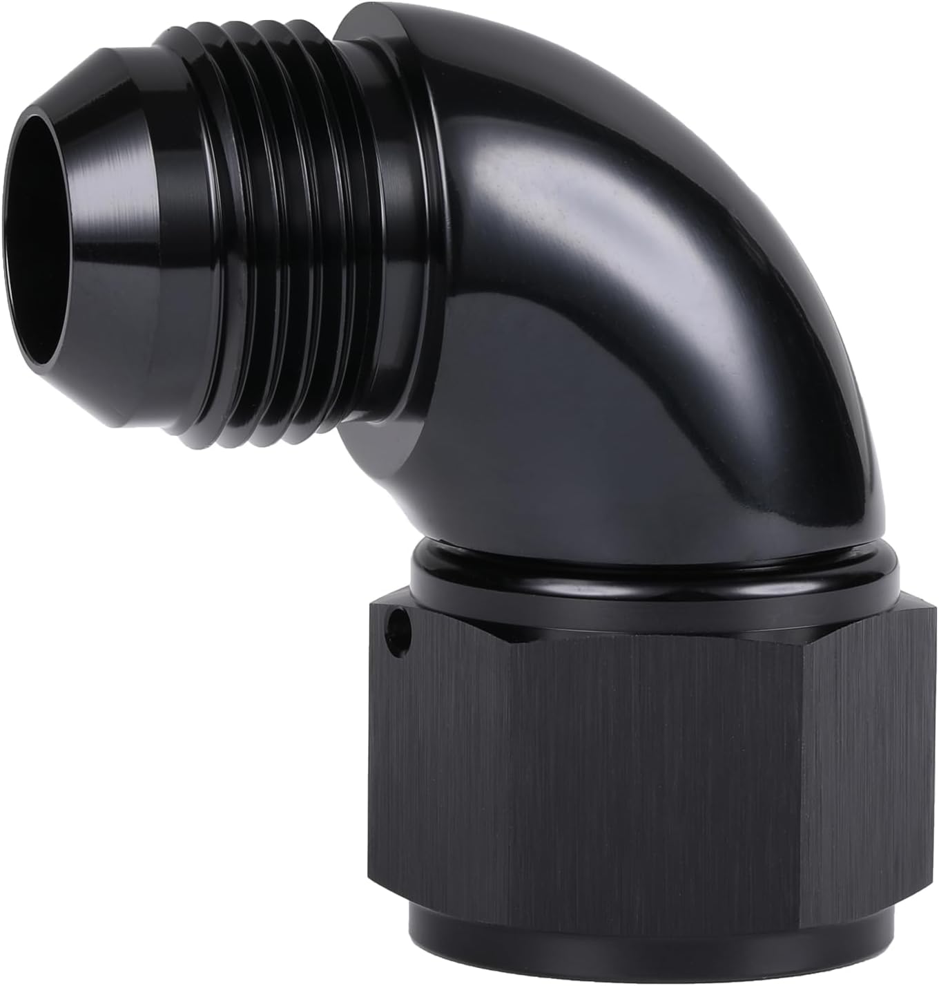 90 Degree 16AN Male to 16AN Female Swivel Full Flow Fitting Adapter Coupler Aluminum Black