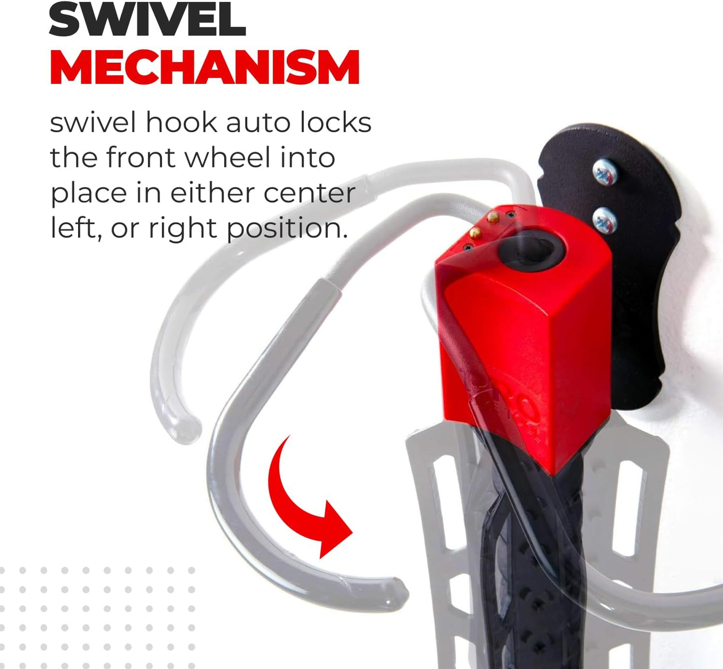 Pro Bike Tool Swivel Bike Rack, Wall Mount for Bicycles, Home, Garage, Vertical Hanging Rack for Storage, Secure Hook for MTB, Road, Hybrid Bikes