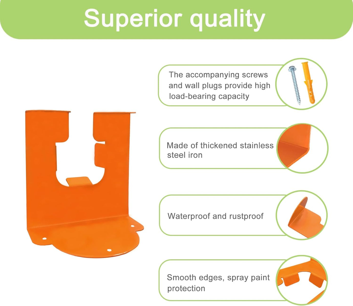 Garage Hooks Storage Organizer Electric Tool,Wall Mounted Installation Suitable for Gardens and Sheds,Used As A Wall Bracket for Lawn Mowers,Leaf Blowers,and Lawn Mowers(Orange,2 Pack)