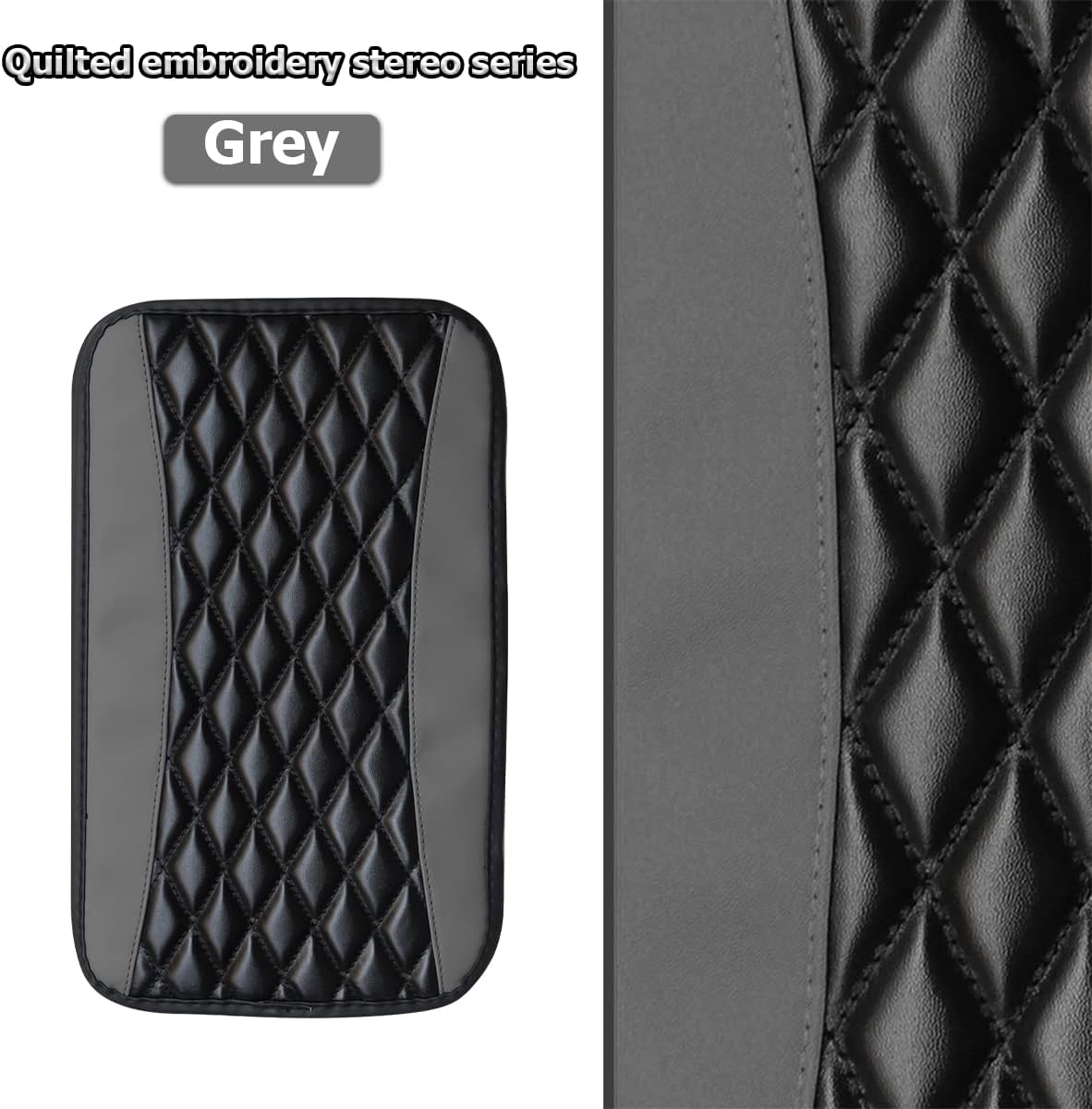 Car Center Console Cushion Pad, Universal Leather Waterproof Armrest Seat Box Cover Protector,Comfortable Car Decor Accessories Fit for Most Cars, Vehicles, SUVs (Gray)