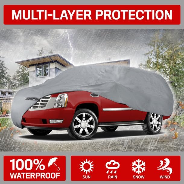 Motor Trend 4-Layer 4-Season Auto (Waterproof Outdoor UV Protection for Heavy Duty Use Full Car Cover for Vans, Suvs, Crossovers up to 210")
