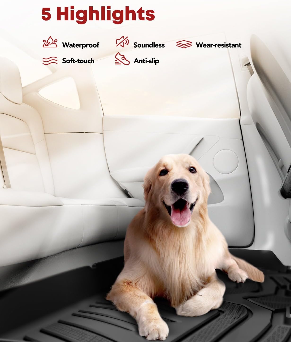 YHTAUTO Floor Mats Fit 2009-2013 Subaru Forester, TPE All Weather Car Mats Waterproof Anti-Slip Odorless Floor Liner, Interior Car Accessories Front & 2nd Row Liner