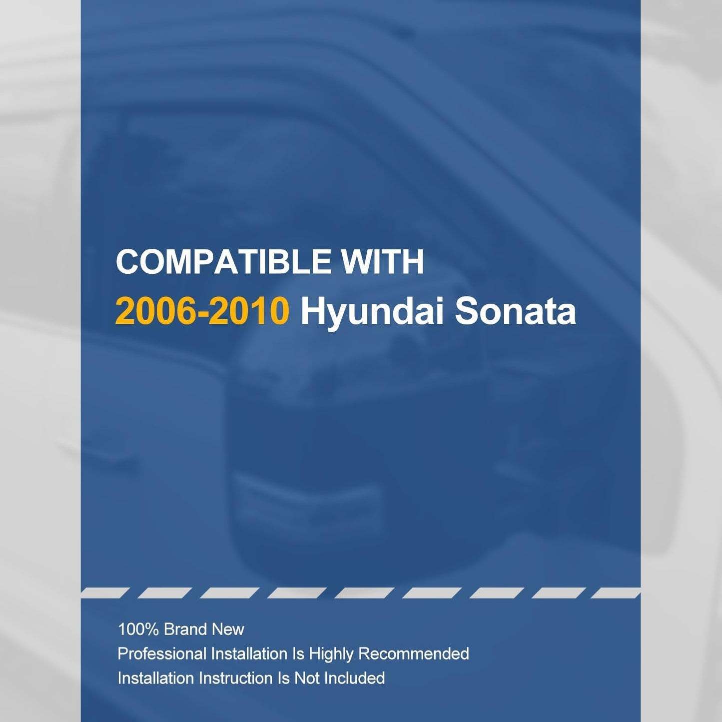 Auto Dynasty Set of 4 Carbon Fiber Pattern Window Visors Compatible with Sonata 2006 2007 2008 2009 2010, Tape-On Rain Guards Shield Vent Shade Deflector Glossy Black