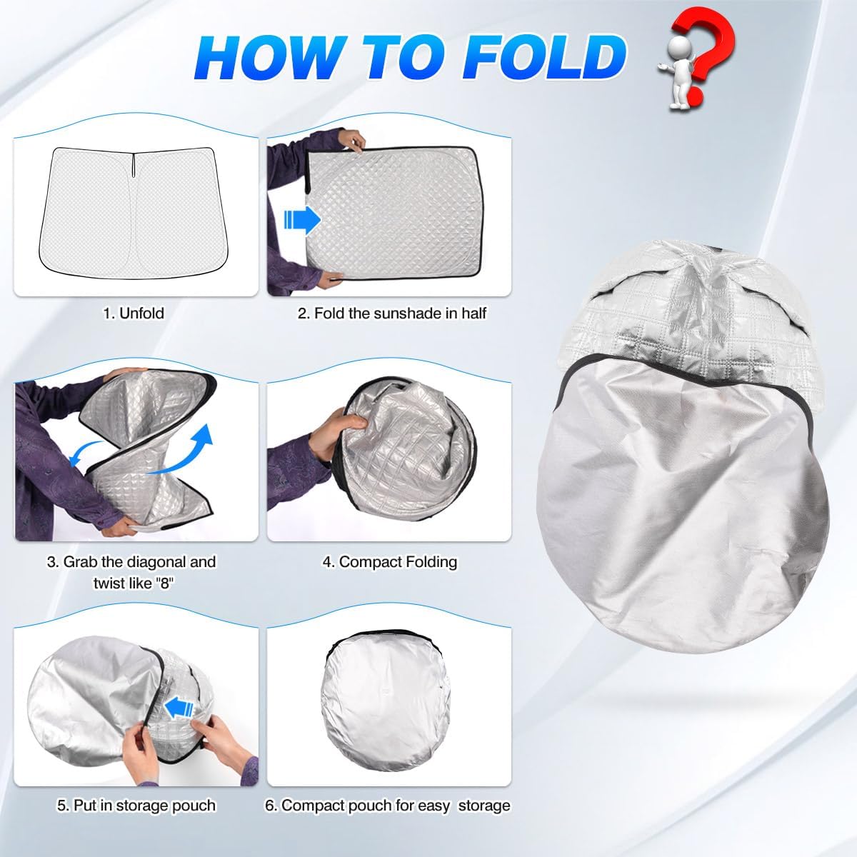 Windshield Sun Shade for 2018-2025 2026 Honda Odyssey Accessories Thicken 6-Layer Front Window Sunshade Cover Sun Visor Protector Foldable Block UV Rays Keep Vehicle Cool