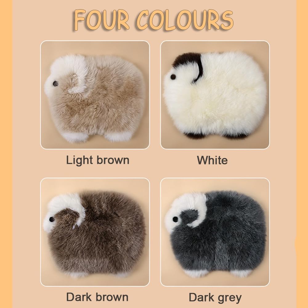 Genuine Wool Car Seat Cushion Comfort Style,Adorable Sheep Shaped Cushion for Car Seats & Chairs Natural Cute Wool Seat Soft Cover Universal Fit (1PC) (Dark Grey)