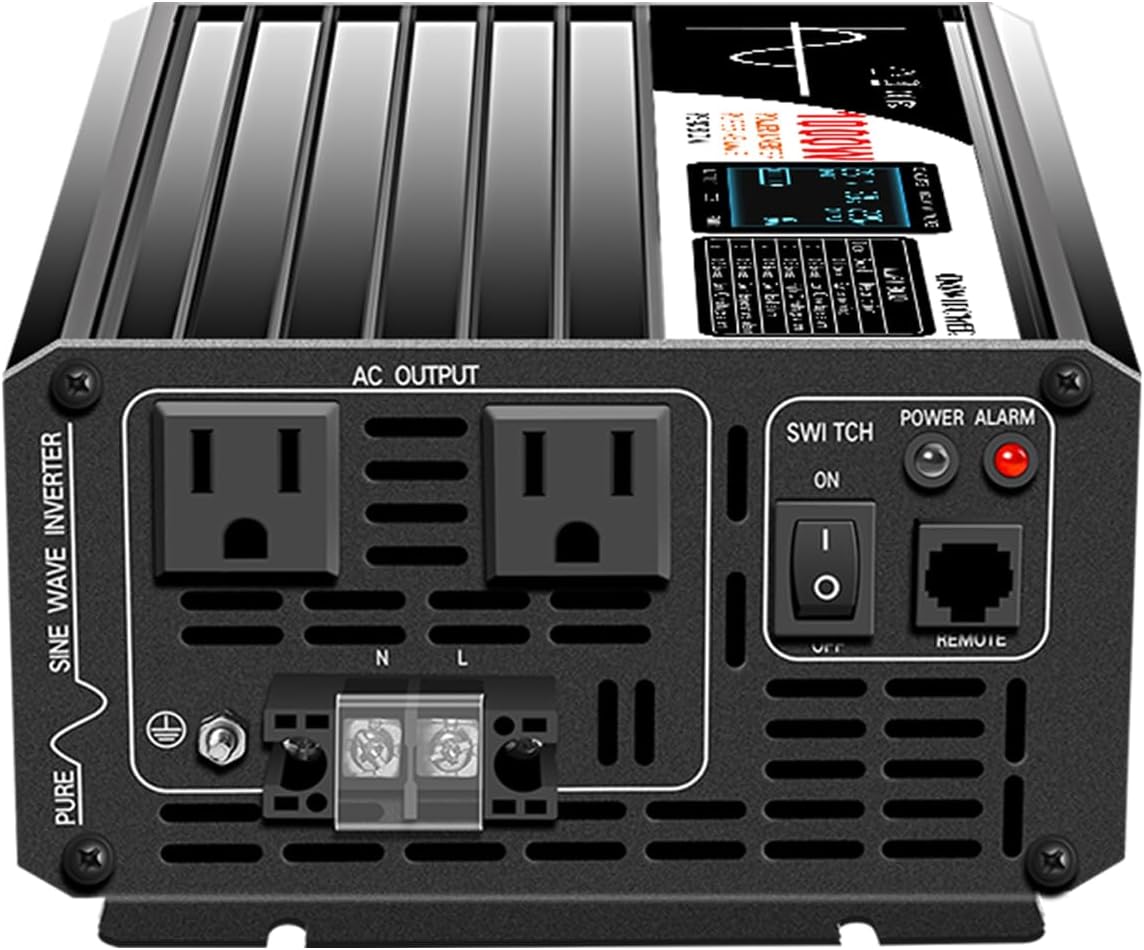 Xijia Pure Sine Wave Solar Power DC rv Converter to AC 120V 60HZ Solar Converter for Home Use car (DC12V (Range 10V-15V) 1000W-LCD)