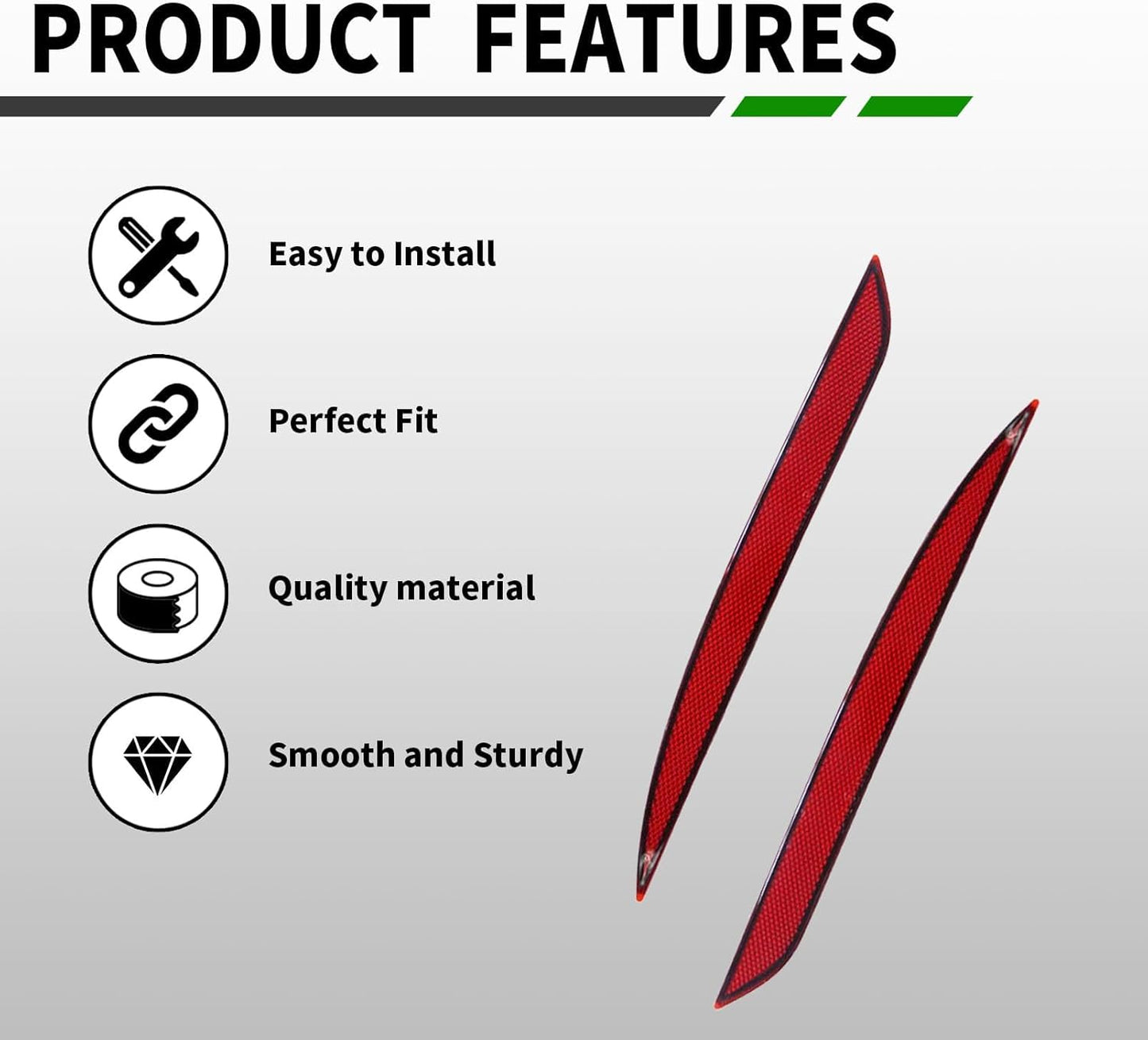 149581800C Tail Rear Bumper Reflector Red Pair LH RH Compatible with Model Y 2023 2022 2021 2020