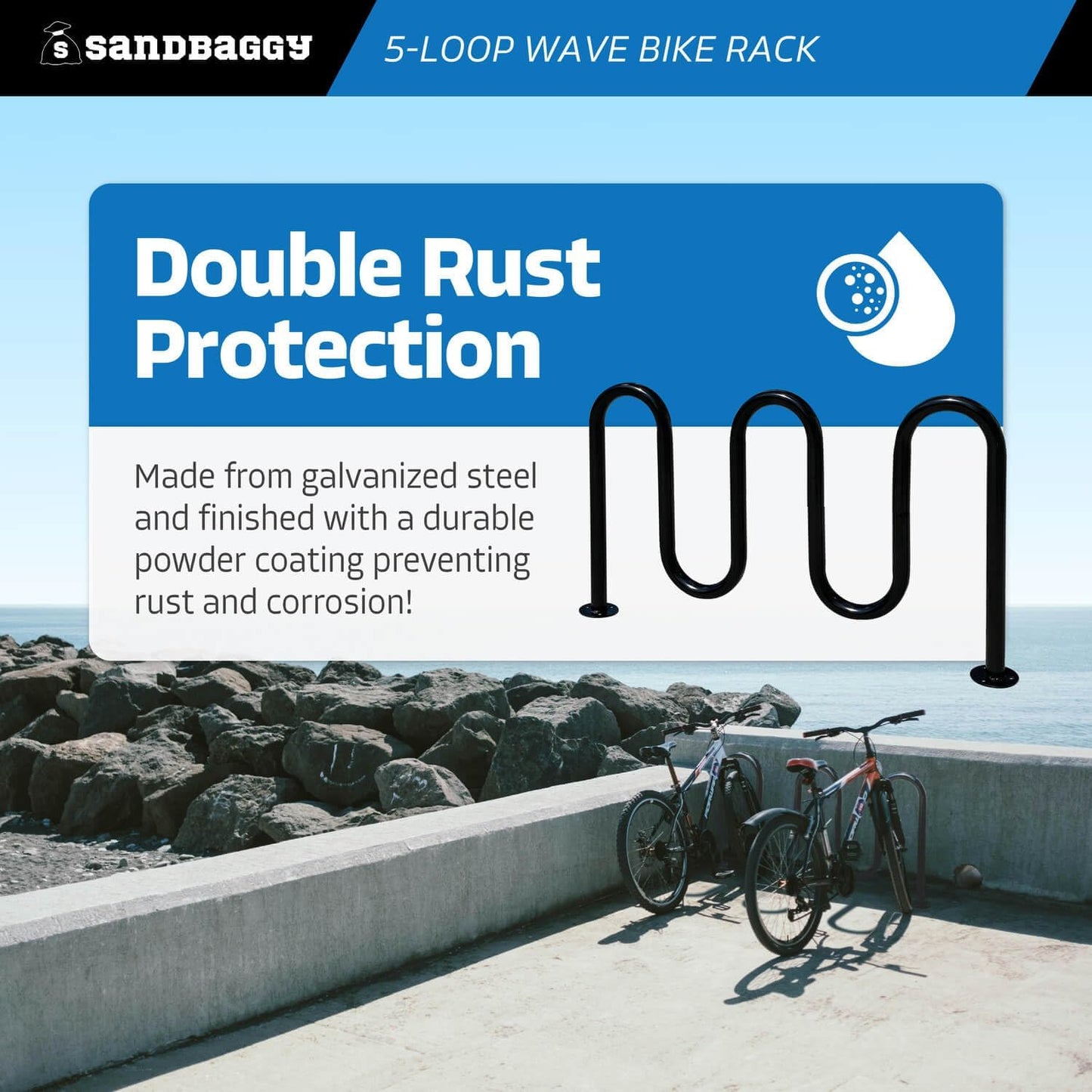 Sandbaggy Commercial Bike Racks - Galvanized Steel - Anti-Theft Design - In Ground, Apartments, Sidewalks, Industrial