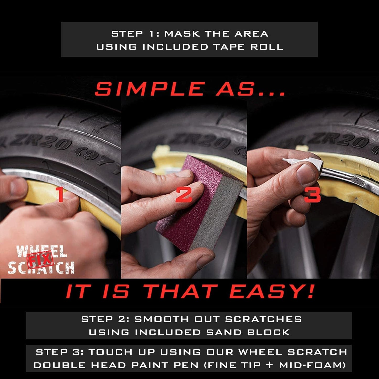 Gray Rim Touch Up Paint, Car Wheel Scratch Repair, Wheel Touch Up Paint Pen, curb rash repair, curb rim repair, Rim Alloy Gray Wheel Paint (Satin Dark Grey Pen Only)