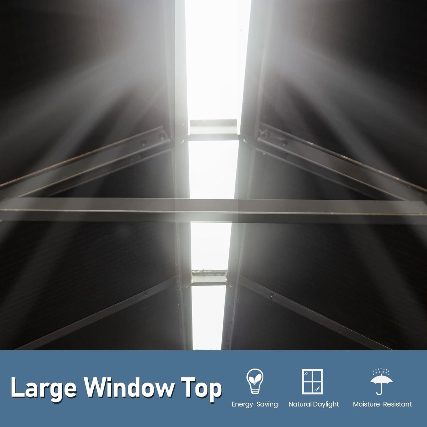 Domi 8x8 FT Outdoor Resin Storage Shed, All-Weather Double-Wall Storage Building for Backyard, Garden, Lawn Tools, Mower, Bike & Pool Equipment, Lockable Doors, Ventilated Roof, Grey