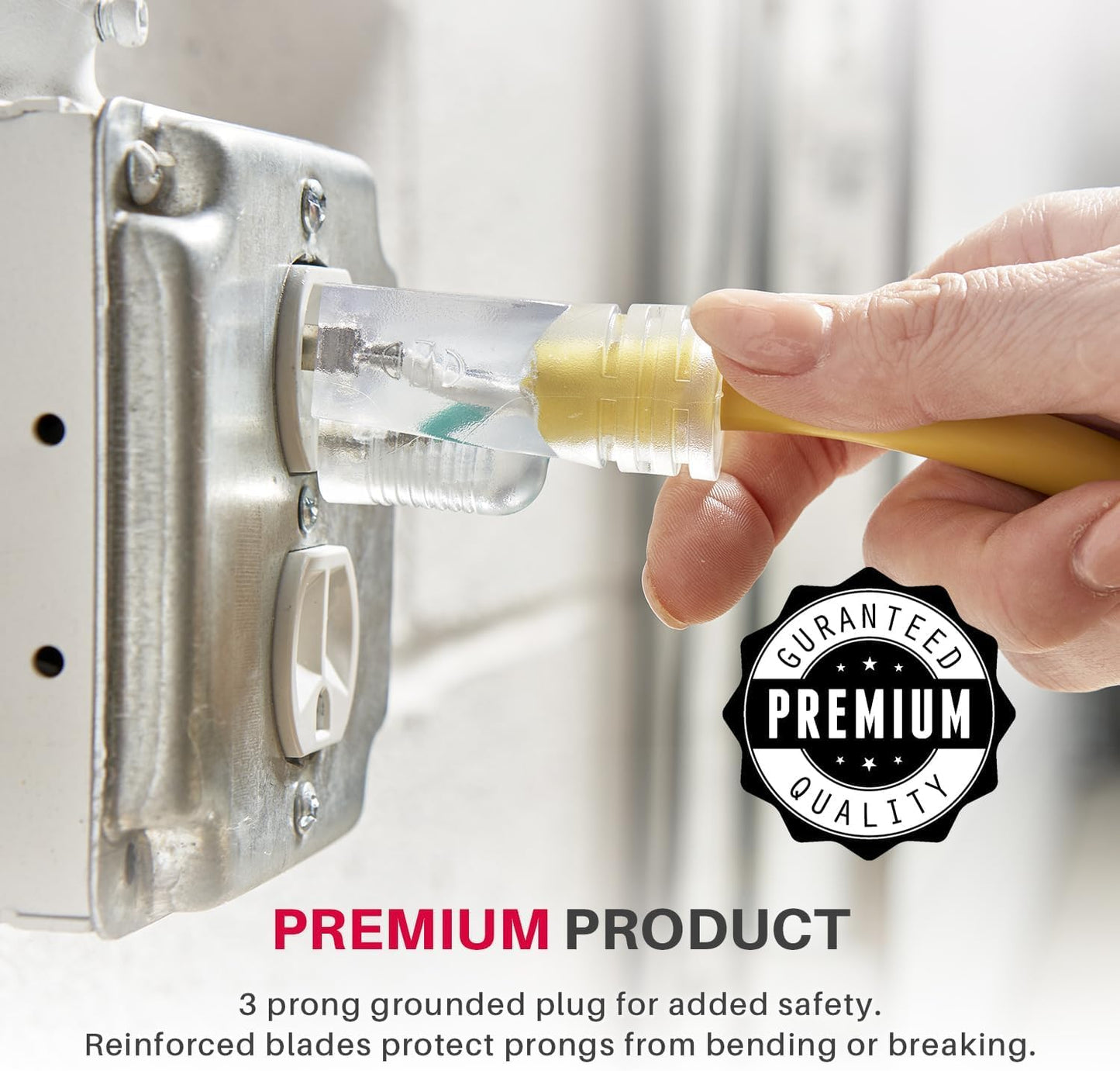 6ft Outdoor/Indoor Extension Cord 12/3 Gauge Extra Heavy Duty 3 Prong SJTW, Waterproof, Flexible Cold-Resistant Long Power Cord,15A 125V 1875W, Yellow by LifeSupplyUSA