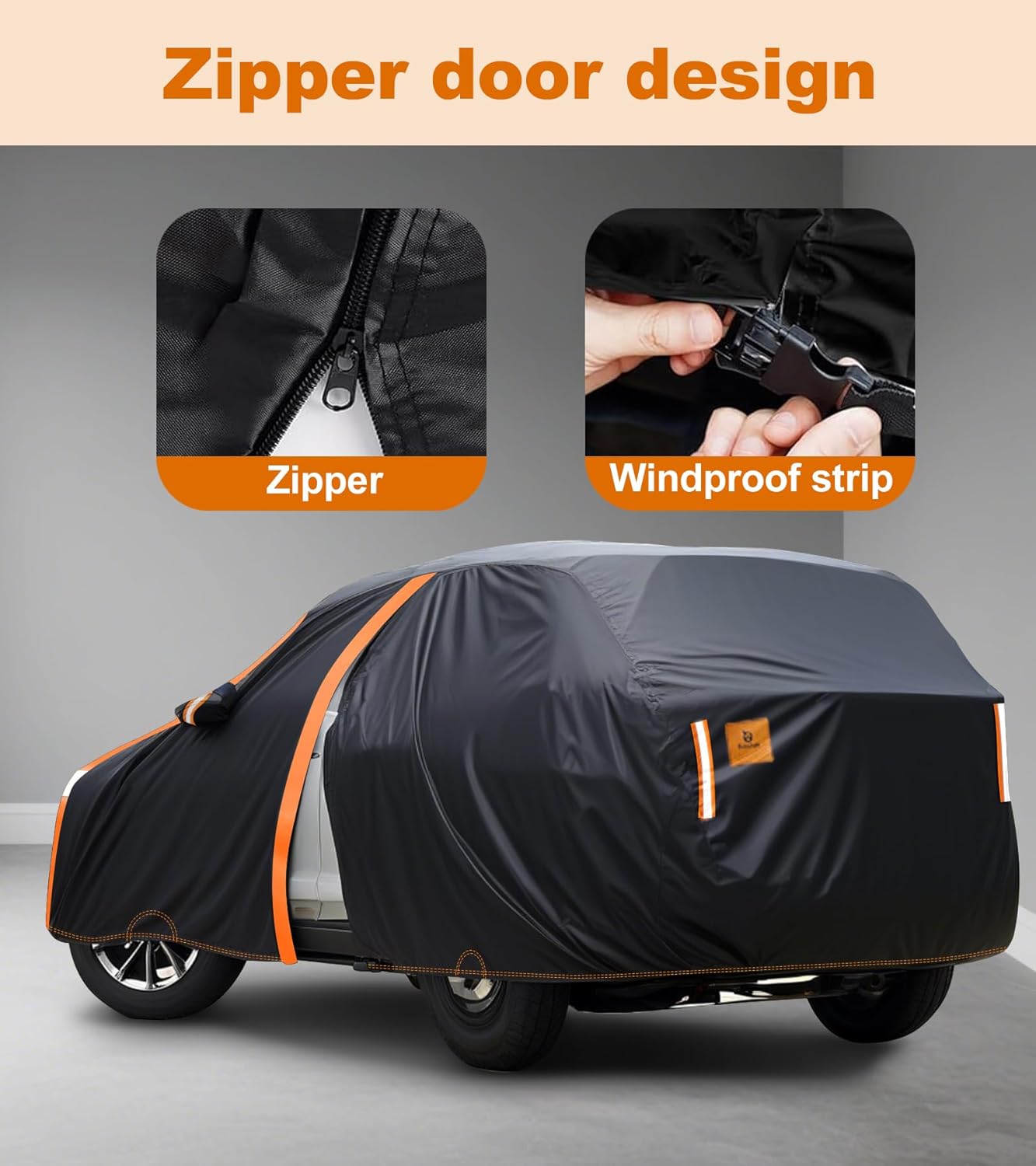 Car Cover Waterproof All Weather for SUV Automobiles UV Protection Snowproof Rain Sun with Door Zipper Full Exterior Outdoor Full Car Cover Universal Fit Up to 194"