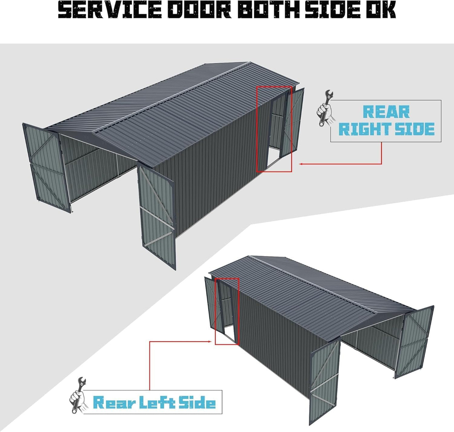KUIKUI 20x13ft Heavy Duty Outdoor Garage Metal Shed, Sheds and Outdoor Storage with 2 Doors and 4 Vents Without Floor, Car Sheds Outdoor Garage