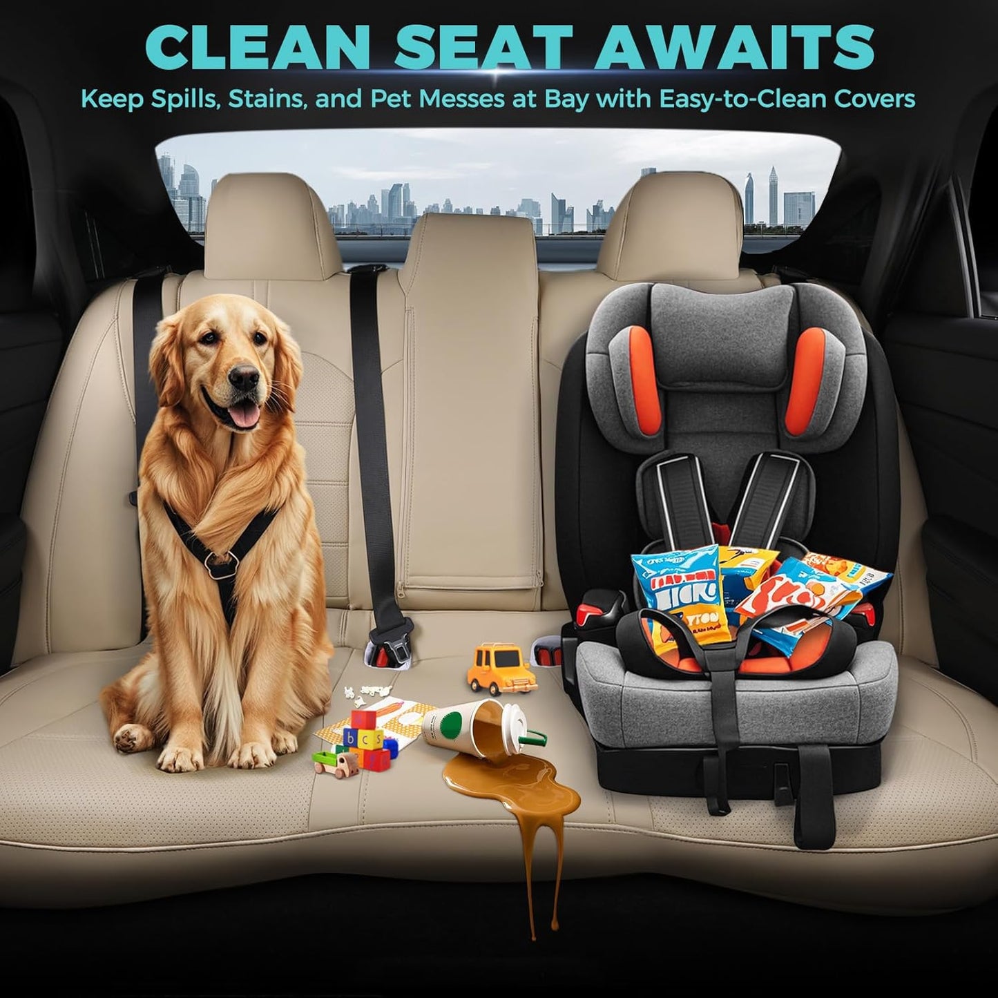 for Toyota Camry Seat Covers XLE XSE V6 2018 2019 2020 2021 2022 2023 2024 - Waterproof Breathable Leather Seat Covers for Cars, Custom Fit Car Seat Covers Full Set, Beige Not for Hybrid