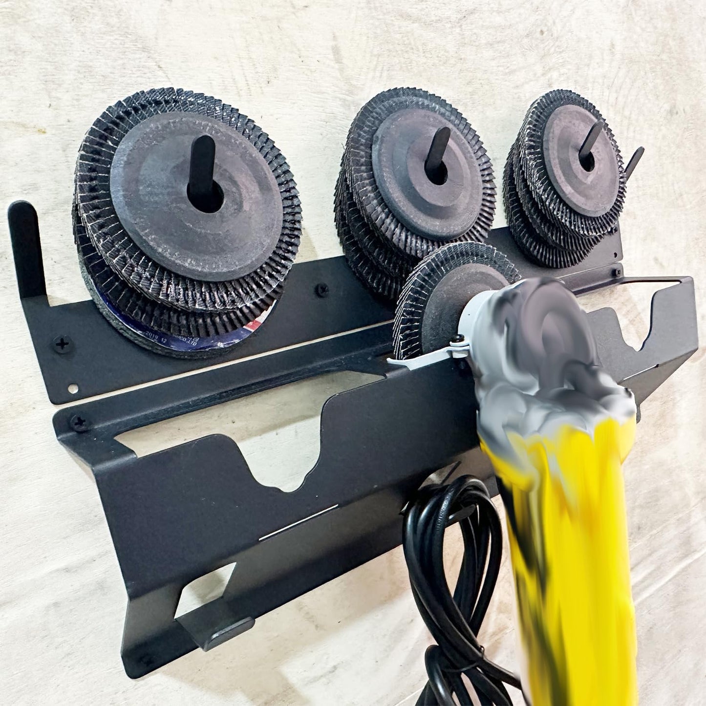 Updated Angle Grinder Holder, 3 Bay Angle Grinder Holder with Discs Hook Rack, Grinder Rack for Garage, Workshop, or Tool Trailer