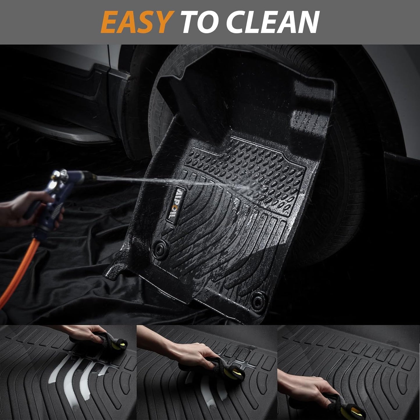 AIPOIL® Floor Mats & Cargo Liner Set for 2017-2024 MINI Countryman F60 (Not for Manual Transmission) All Weather Protection TPE Anti-Slip Automotive Full Set Custom Car Mats Accessories - Black