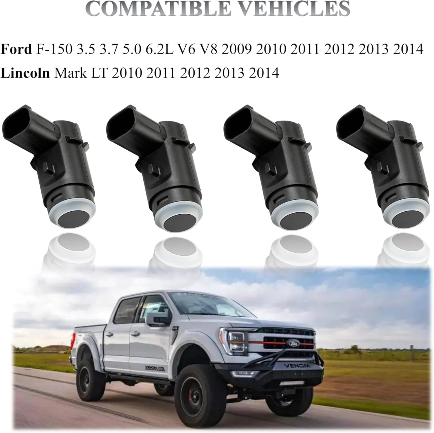 Backup Sensor Reverse Bumper Parking Assist Sensors Compatible with 2009-2014 Ford F-150 2010-2014Lincoln Mark LT Replaces# 9L3Z-15K859-D(4PCS)