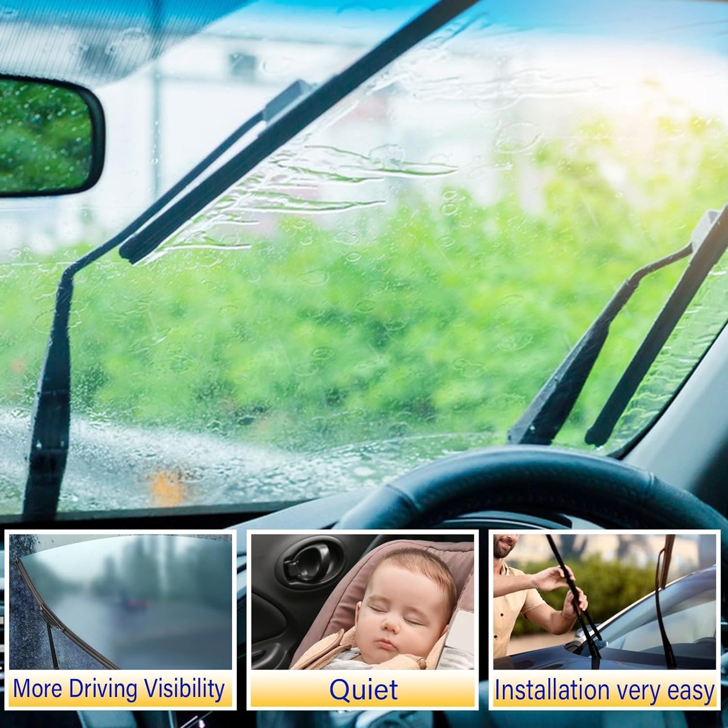 3 wipers Replacement for 2011-2015 Kia Sorento/2010-2019 Kia Soul/2018-2019 Kia Soul EV, Windshield Wiper Blades Original Equipment Replacement - 24"/20"/11" (Set of 3) U/J HOOK