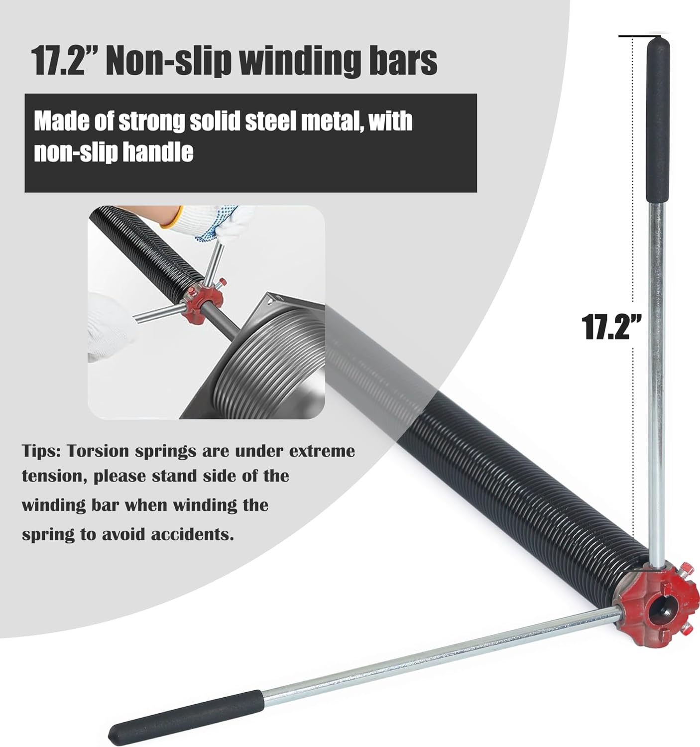 Garage Door Torsion Spring Set, Pair of 2" Electrophoresis Coated Garage Door Spring Replacement with 2 Non-Slip Winding Bars and Bearing, Minimum 16000 Cycles (.250x2x30")