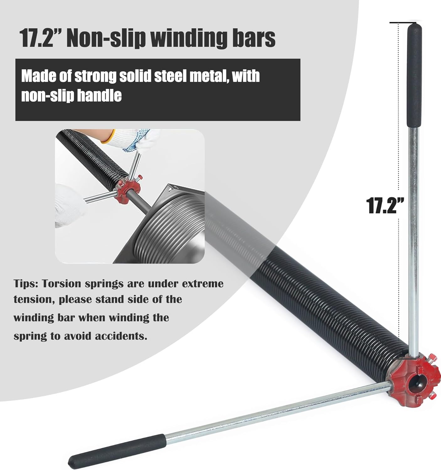 Garage Door Torsion Spring Set, Pair of 2" Electrophoresis Coated Garage Door Spring Replacement with 2 Non-Slip Winding Bars and Bearing, Minimum 16000 Cycles (.218x2x26")