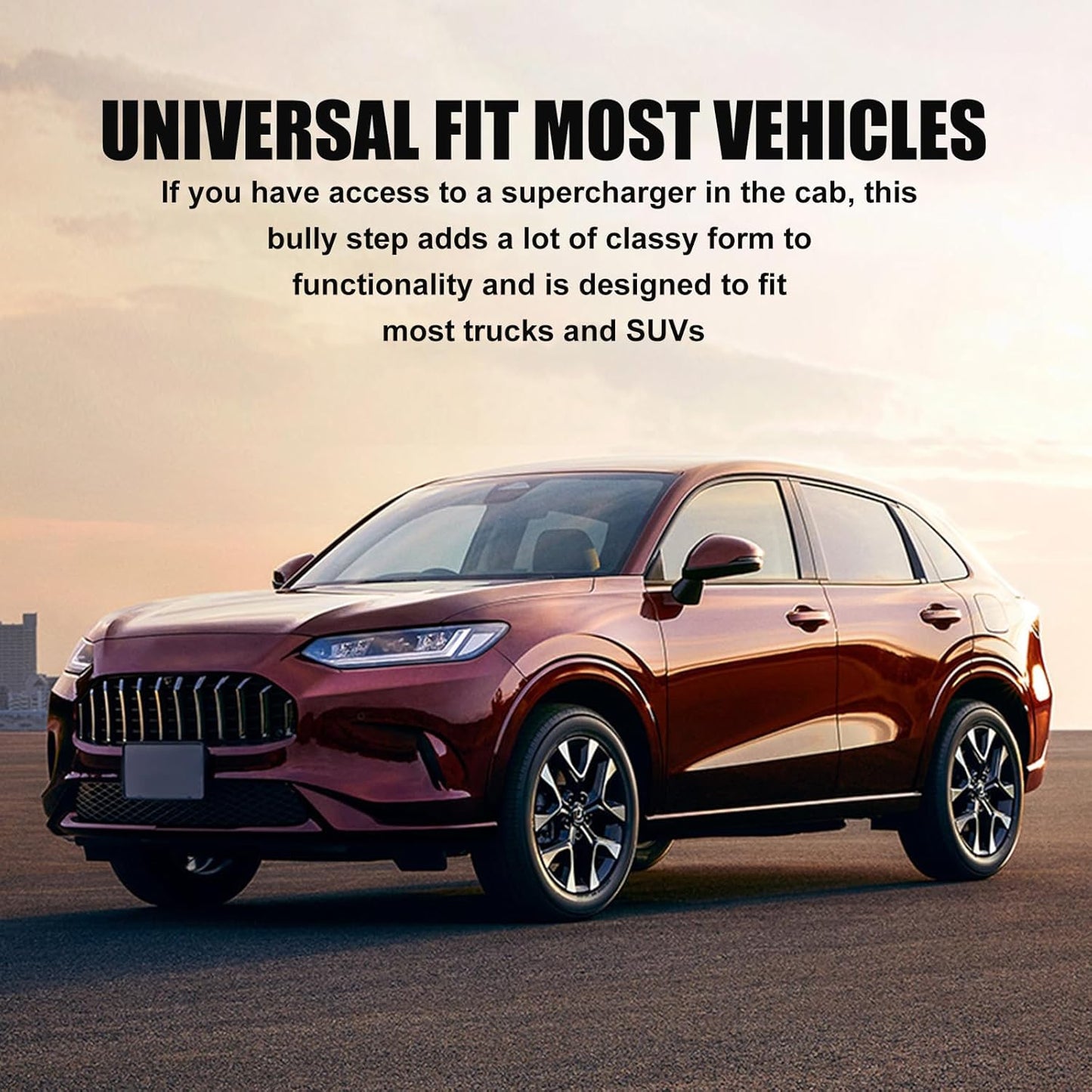 RULLINE Black Powder Coated Truck Side Step Set - 4 Pieces (1 Pair) with Mounting Brackets - Compatible with Chevy (Chevrolet), Ford, Toyota, GMC, Dodge RAM, and Jeep Trucks