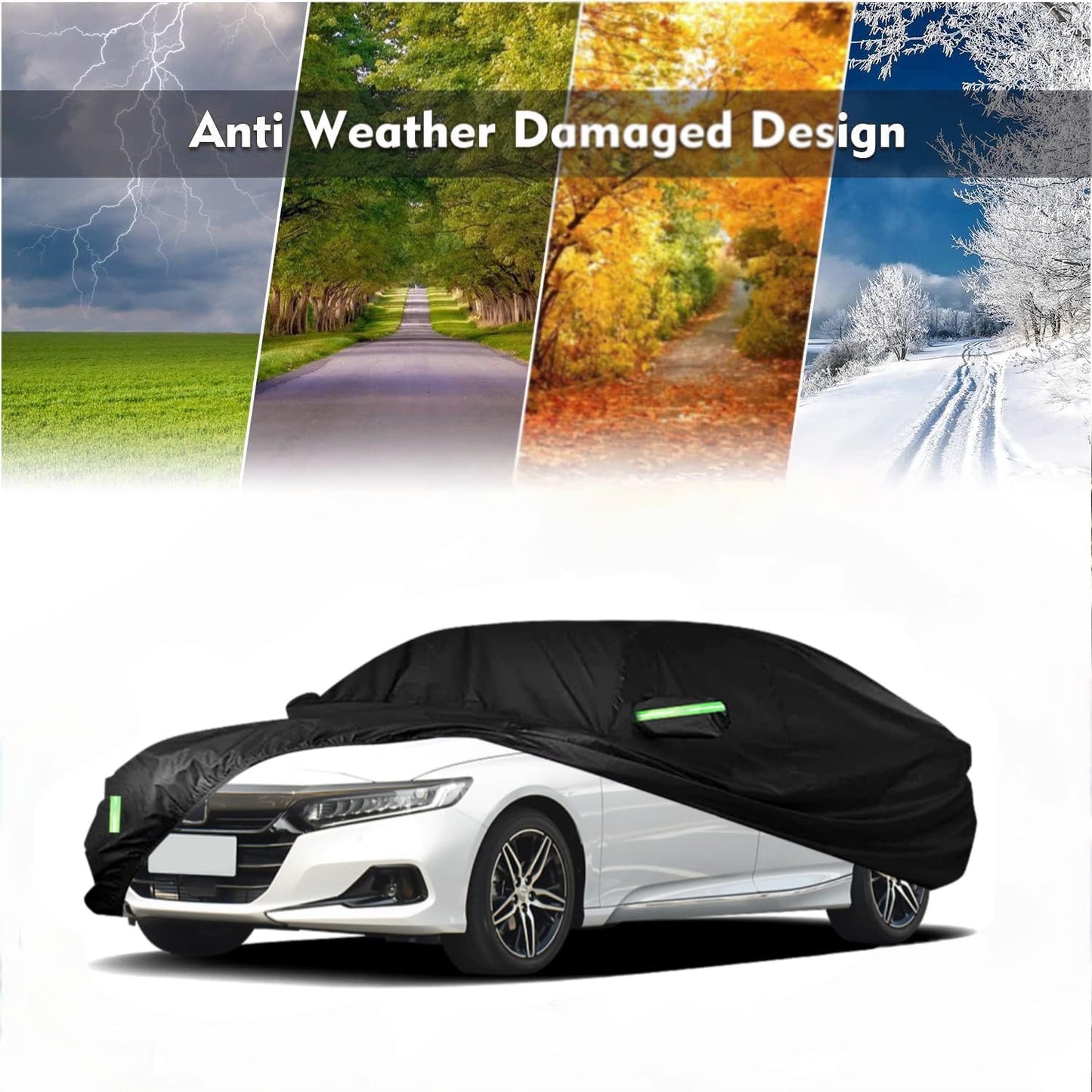 Car Cover Custom Fit for Honda Accord Sedan/Coupe (2001-2023),All Weather 210T Windproof Car Covers with Windproof Strap and Driver Door Zipper/Sun Snow Rain Dust Protection