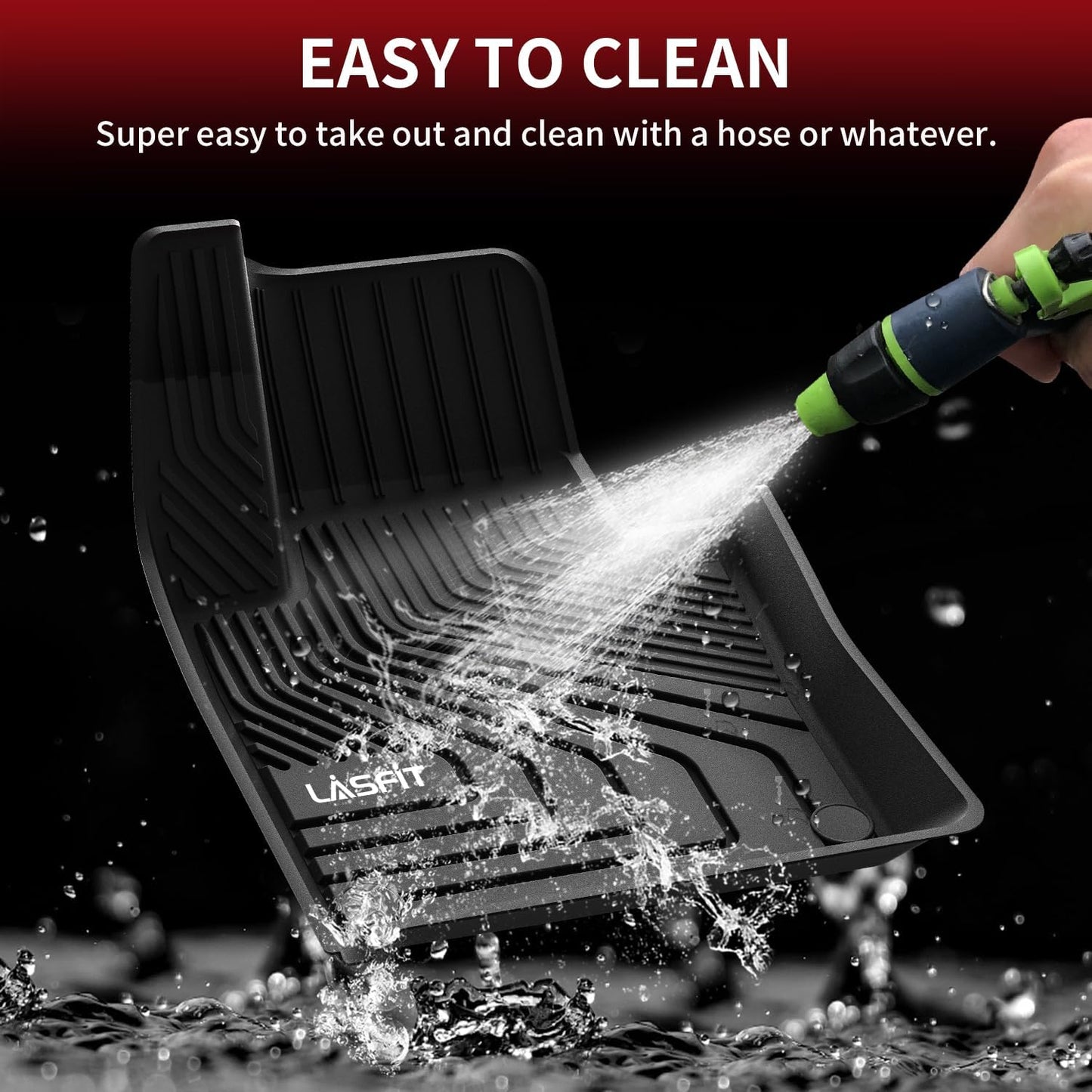 LASFIT Floor Mats for Volvo XC60 2018-2026 (Not for PHEV & T8 Hybrid), All Weather Floor Liner TPE Custom Fit 1st & 2nd Row Rubber Car Mats for Volvo XC60 Automotive Accessories, Black