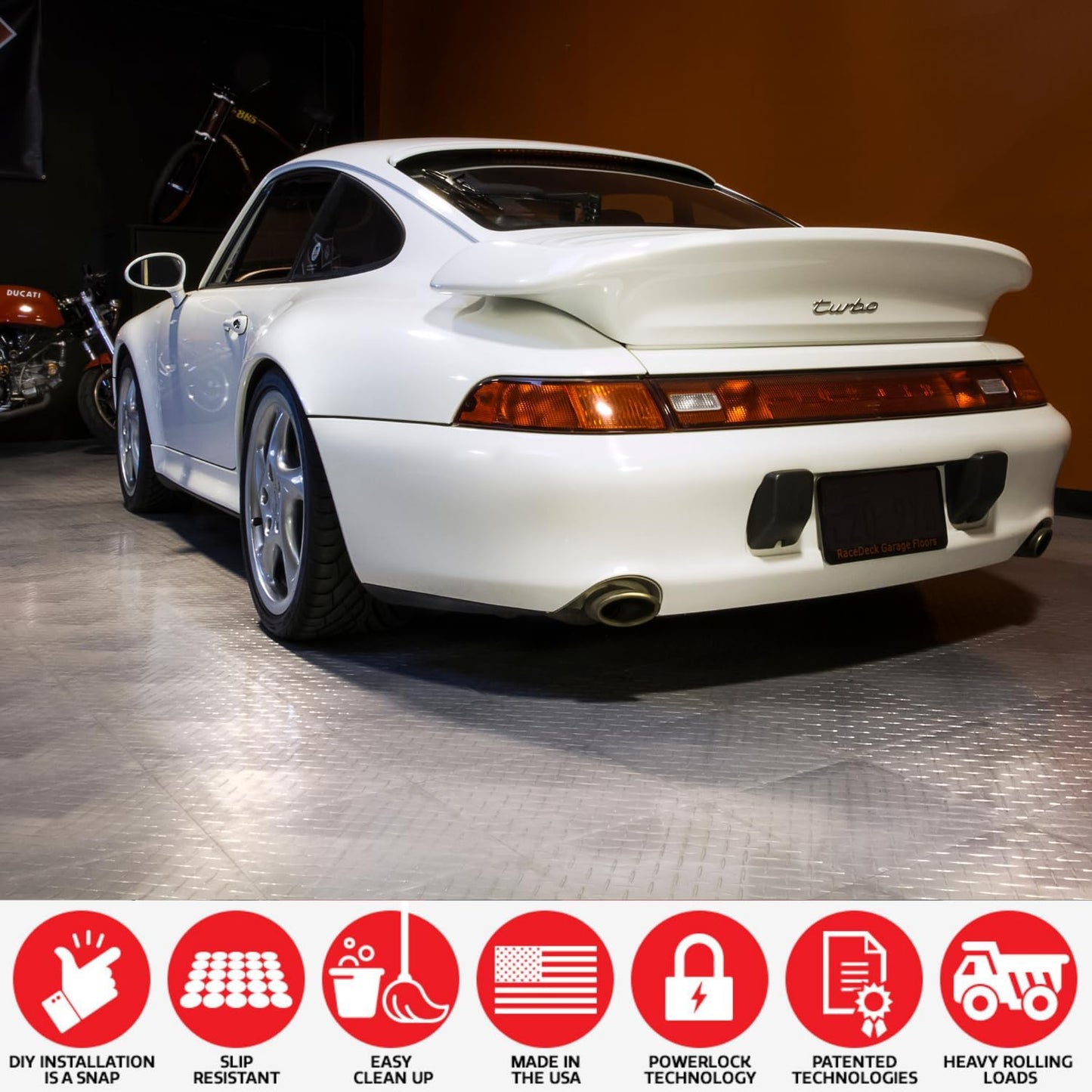 Big Floors RaceDeck Diamond Plate Design, Durable Interlocking Modular Garage Flooring Tile (Yellow, 48 Pack of 12 x 12" Tiles)