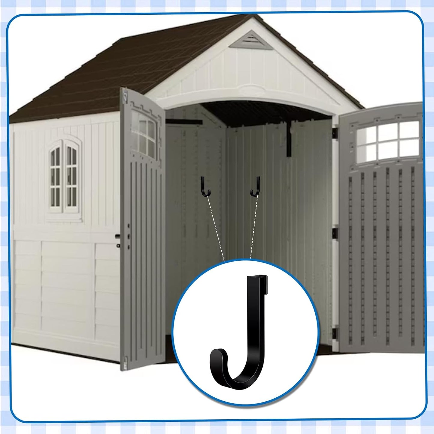 4 Pack Black J Shed Storage Hooks Storage Hooks Compatible with Lifetime Sheds Shed Accessories Organization Parts Hanging Home Office Garage Bathroom Dressing Rooms Wall-Mounted Coat Racks