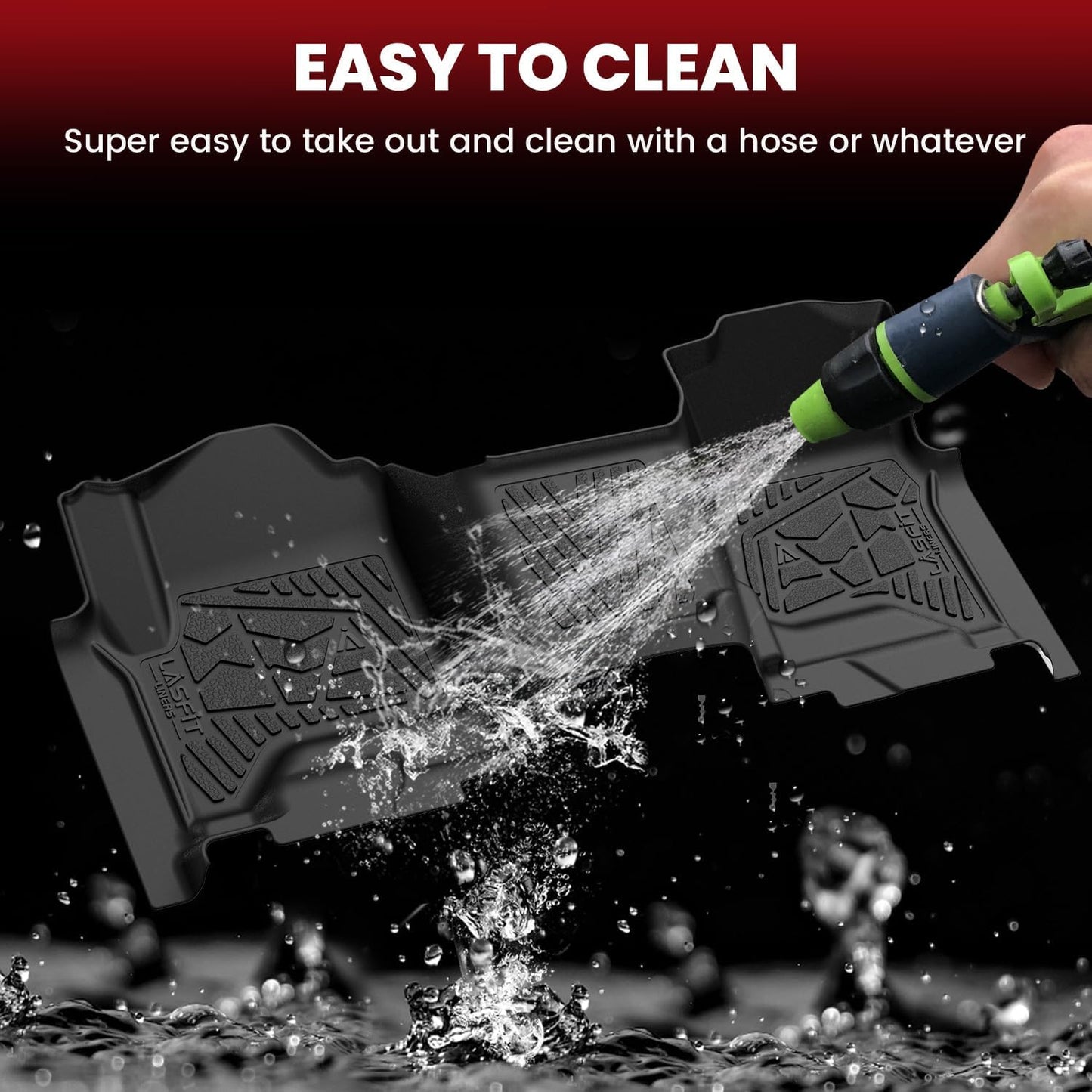 LASFIT Floor Mats 2014-2018 for Chevy Silverado/GMC Sierra 1500, 2015-2019 2500HD 3500 HD, Crew Cab Only/Bench Seat, All Weather TPE Custom Fit Car Floor Liners, with Carpet Floor Only