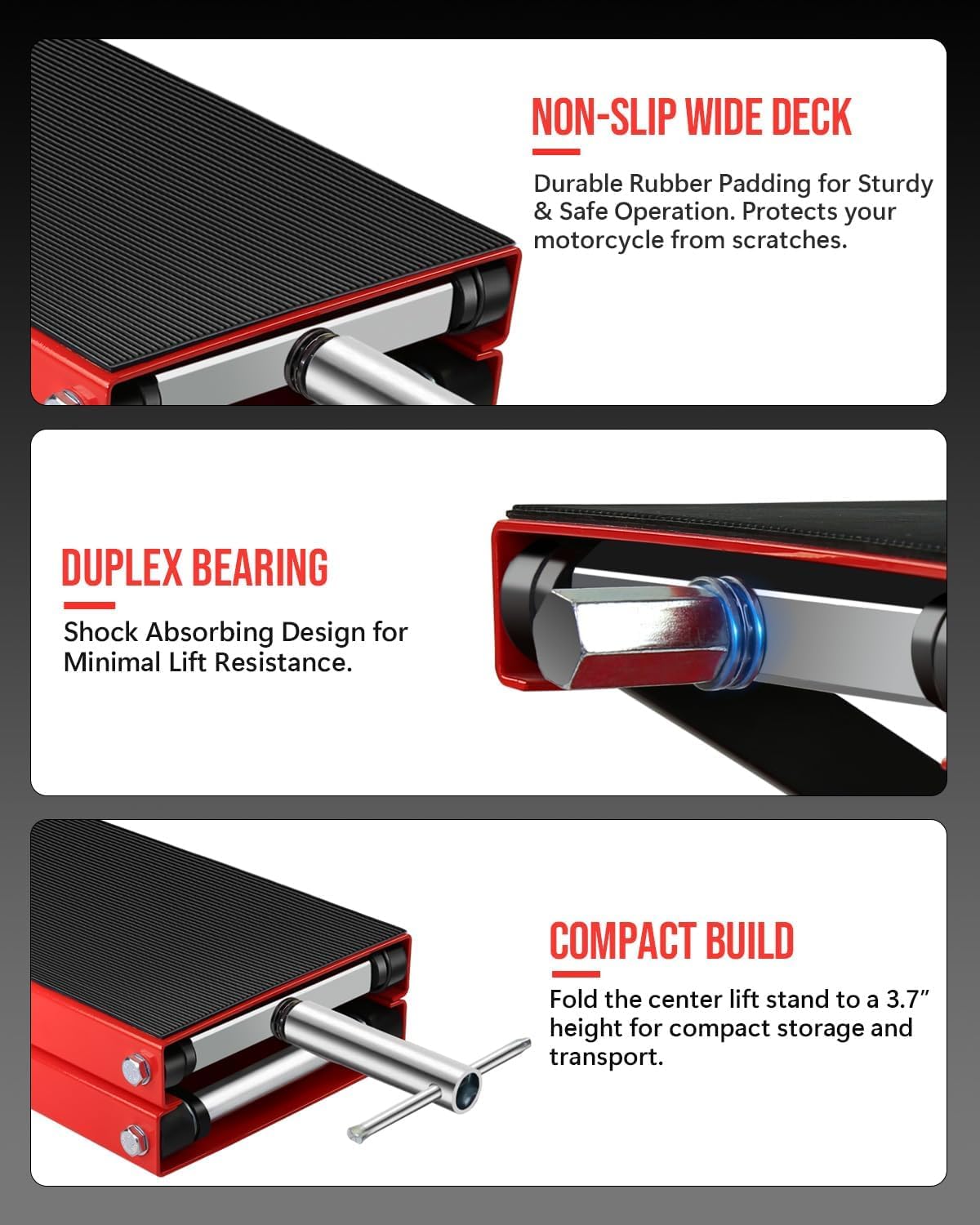 Motorcycle Scissor Jack - 1100LBS Heavy Duty Motorcycle Lift with Safety Lock Pin & Non-Slip Saddle, Manual Crank Handle, 3.7"-18.7" Lift Range for Dirt Bike Stand, Cruiser & ATV Garage Repair