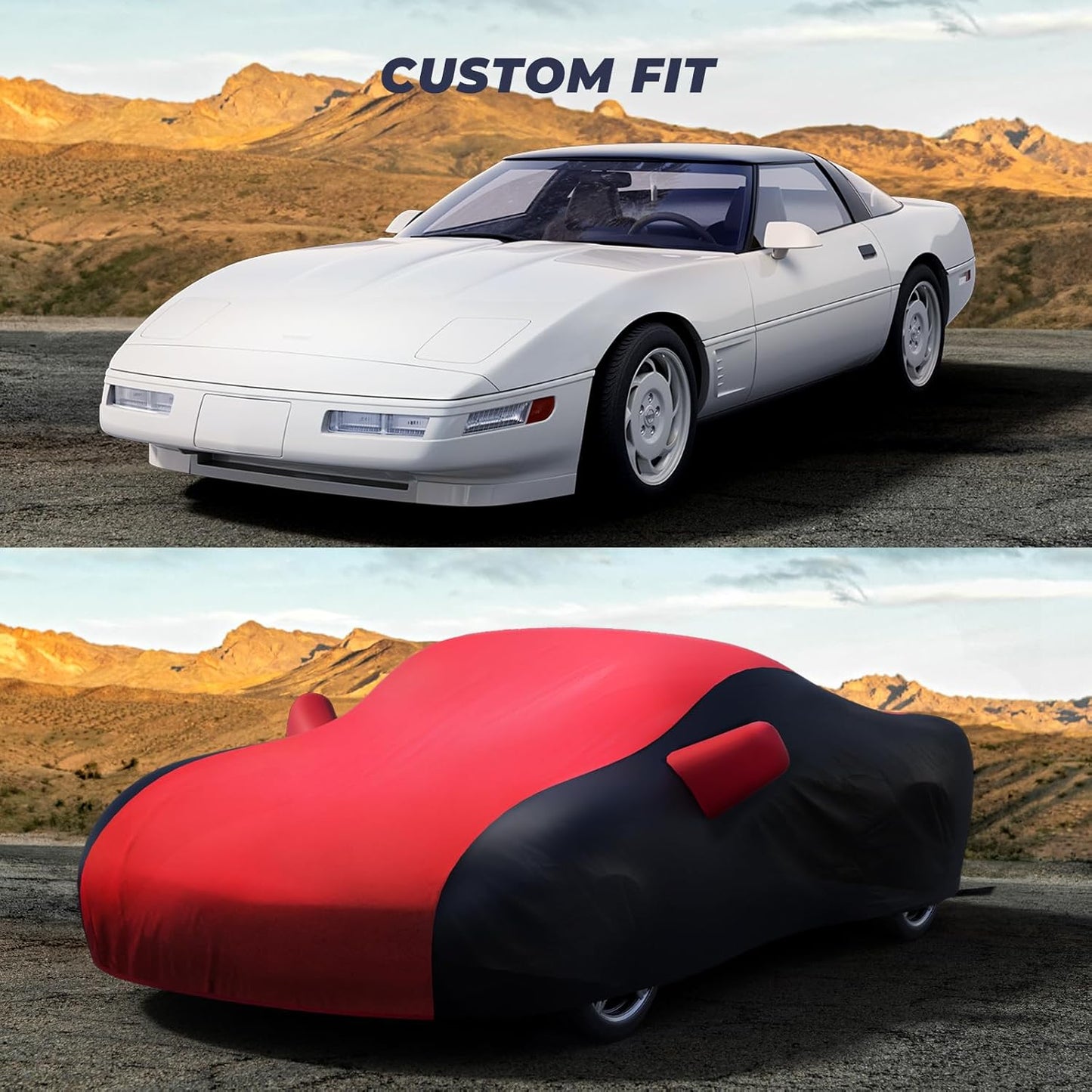 KAKIT Waterproof Car Cover Custom Fit for 1984-1996 C4 Stingray, UV Resistant Fade-Proof Cover for Chevy Corvette, Indoor & Outdoor Use (Red & Black Combo)